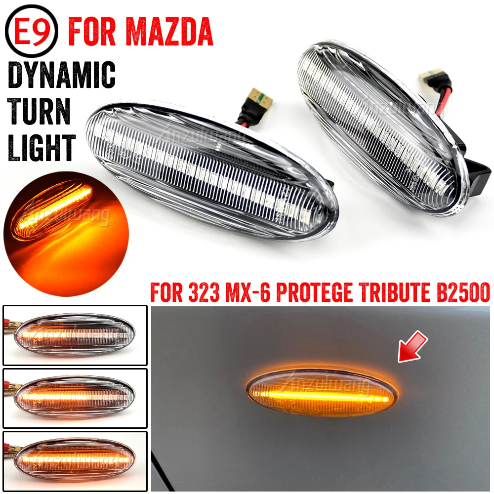 1 Pair Dynamic Blinker Turn Signal Lamp LED Side Marker Light For MAZDA 323 Familia Protege Tribute MX-6 Astina Lantis