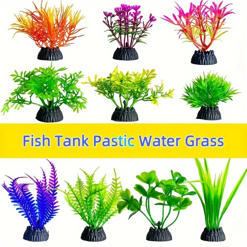 10 Stück künstliche Wasserpflanzen aus PVC für Aquarium-Dekoration, simulierte Aquarium-Pflanzendekorationen