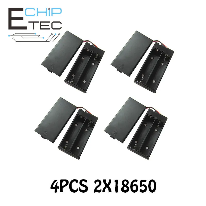 

Free shipping 4PCS 3.7V 2 x 18650 Battery Holder Storage Case Box with ON/OFF Switch with Cover Cable