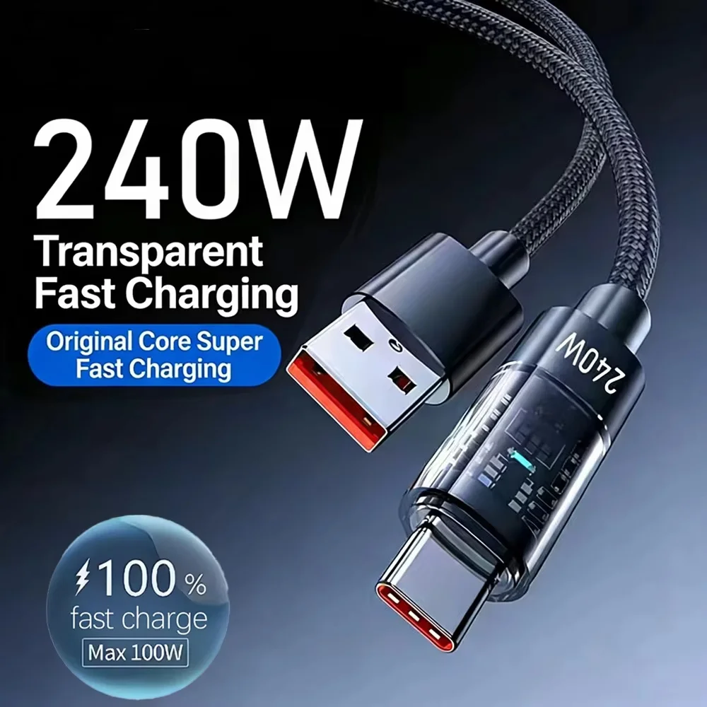 240W Nylon USB-A auf Typ-C Superschnelles Ladekabel für Samsung S26 Huawei USB-C auf Typ-C für iPhone 17 16 Ladekabel