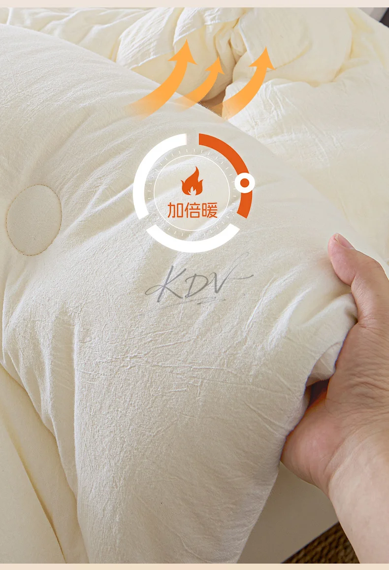 Soybean Fiber Filled Fluffy Comforter Thick Warm Autumn Winter Duvet Insert Solid Color Brushed Soft Quilt for Single Double Bed