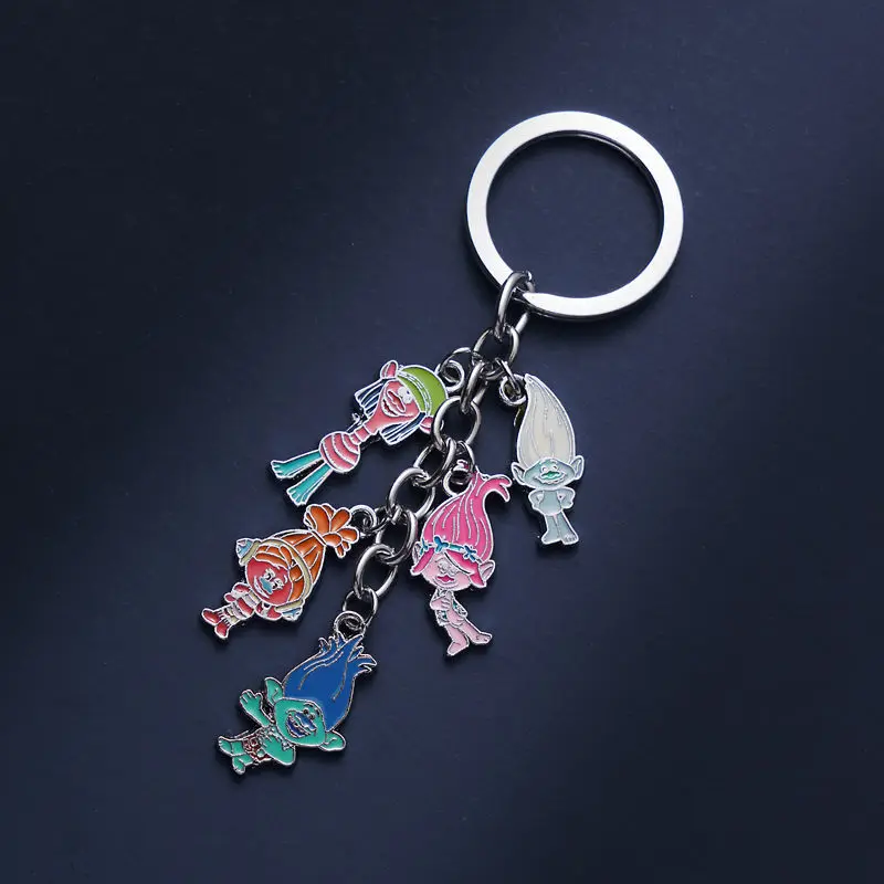 Trolls Poppy Branch anime two-dimensional peripherals cartoon alloy keychains creative personality bags pendants accessories
