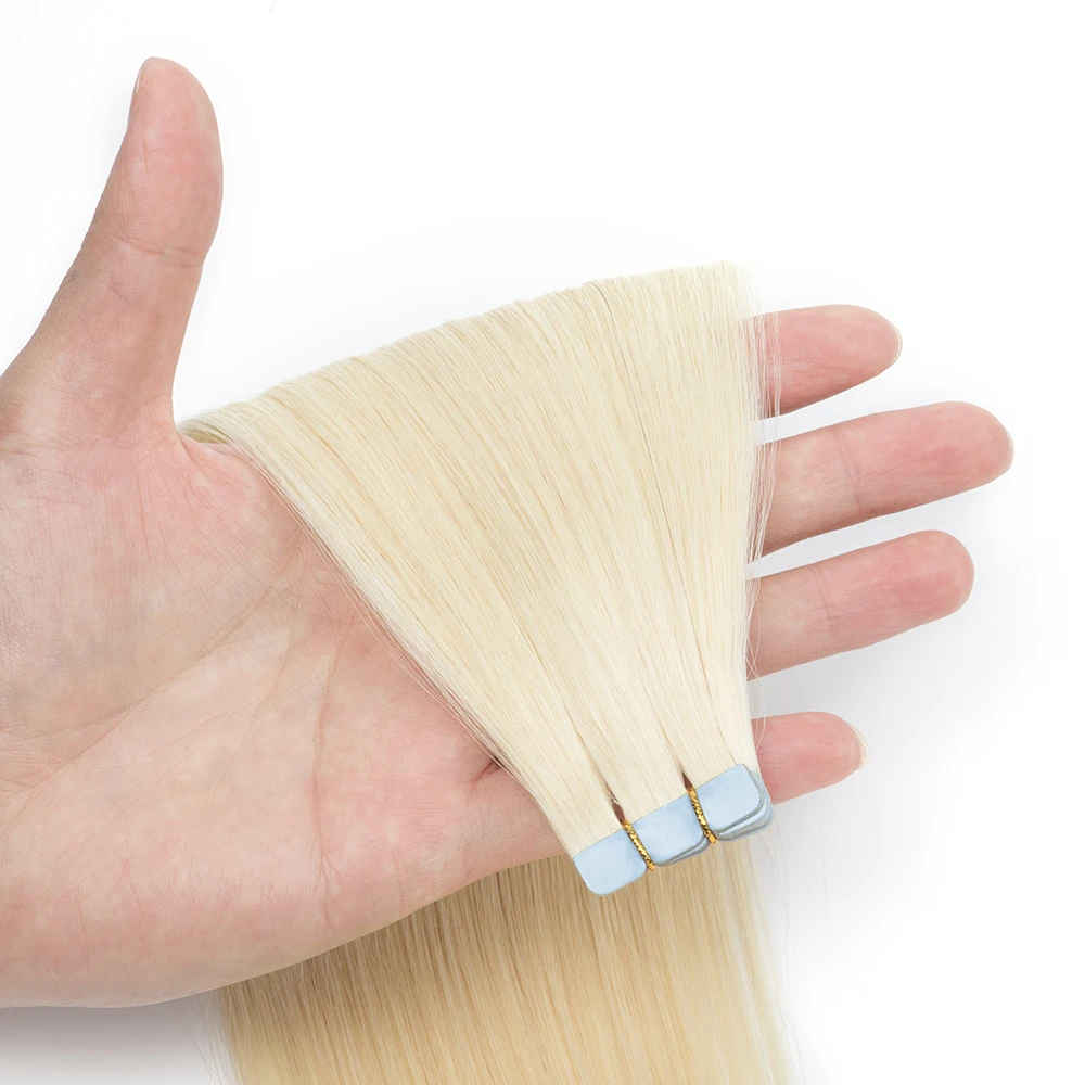 Mini-Tape-In-Haarverlängerungen, 10 Stück, 100 % Remy-Echthaar-Tressen, unsichtbare, nicht erkennbare und vorgeklebte Haarverlängerungen, einfache Clip-In-Anwendung