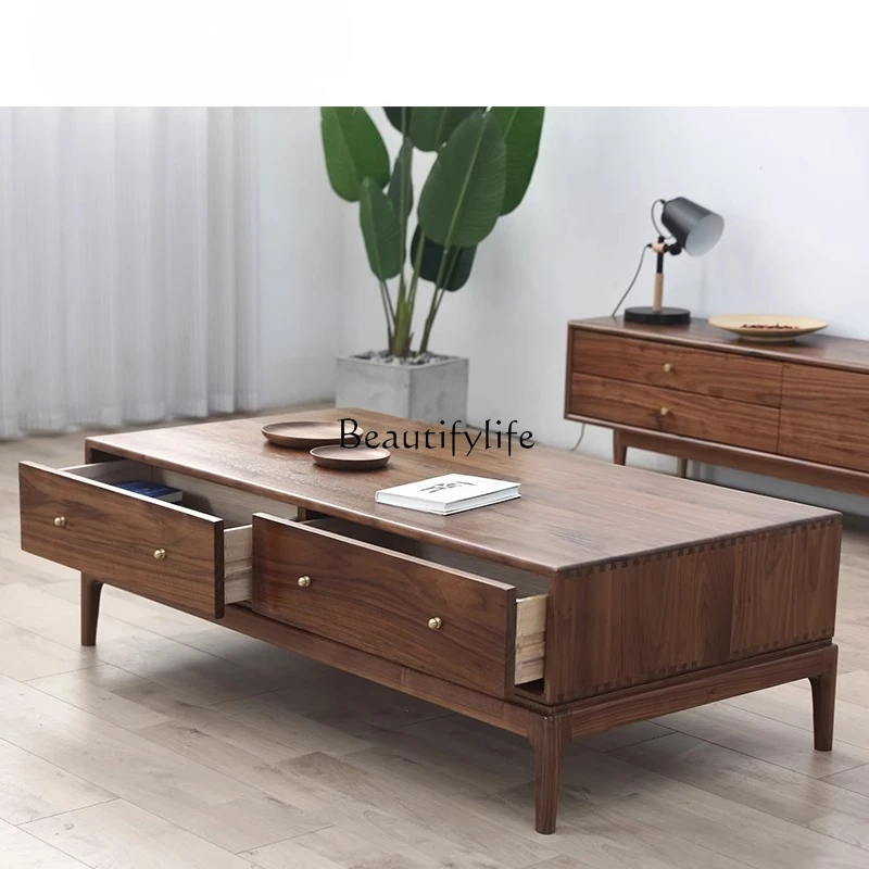 North American black walnut coffee table living room Nordic modern simple black walnut home coffee table