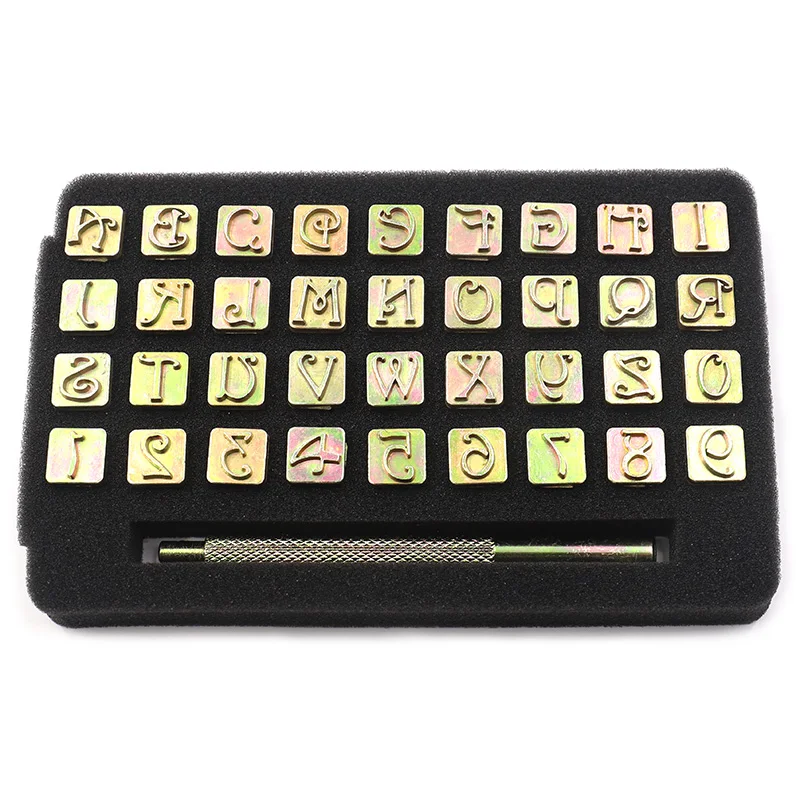 1set Leather Alphabet & Number Punching Set, Leather Printing Stamping Tool, Manual Leather Carving Tool, Leathercraft Punch Set