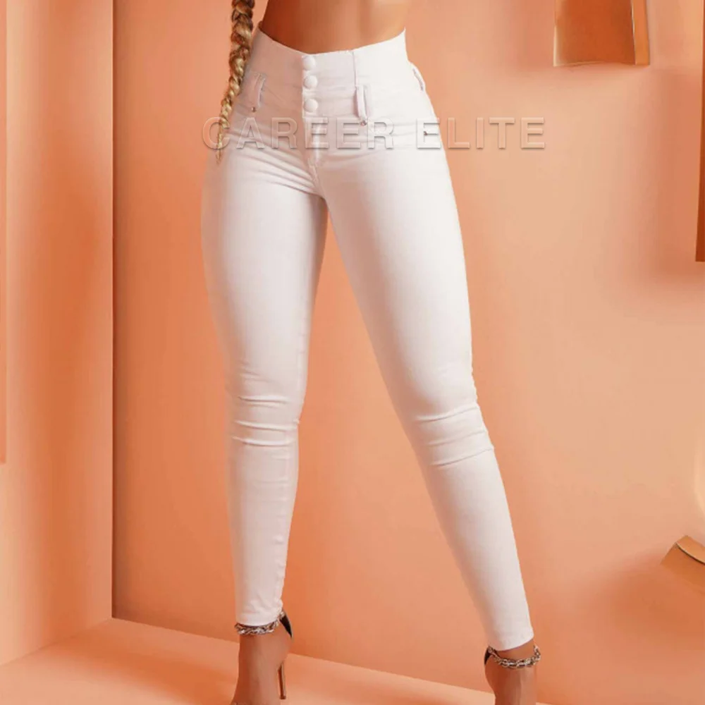 Imagem -04 - Calça Feminina Emagrecedora Vintage Calça Lápis Casual Calça Jeans Skinny Calça Emagrecedora Monocromática Moda Primavera e Outono 2024