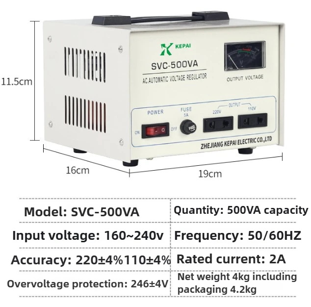 Regulador de voltaje SVC 500VA 1000VA 2000VA 3000VA Regulador de voltaje doméstico monofásico Regulador de voltaje de control del motor