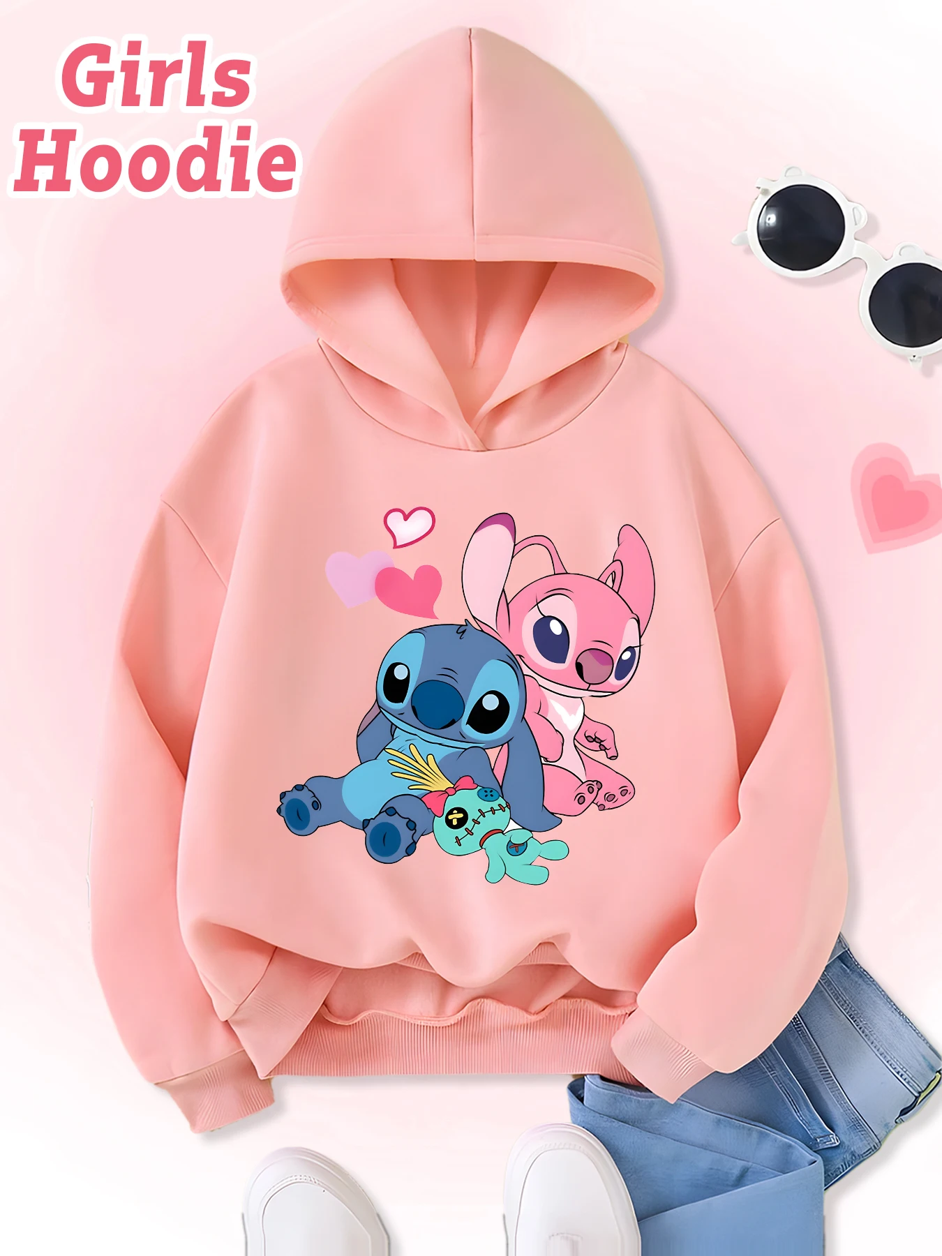 

Disney Casual Kids Fashion Hooded Sweater, Trendy Versatile Hoodie, Printed with Cute Stitch Pattern