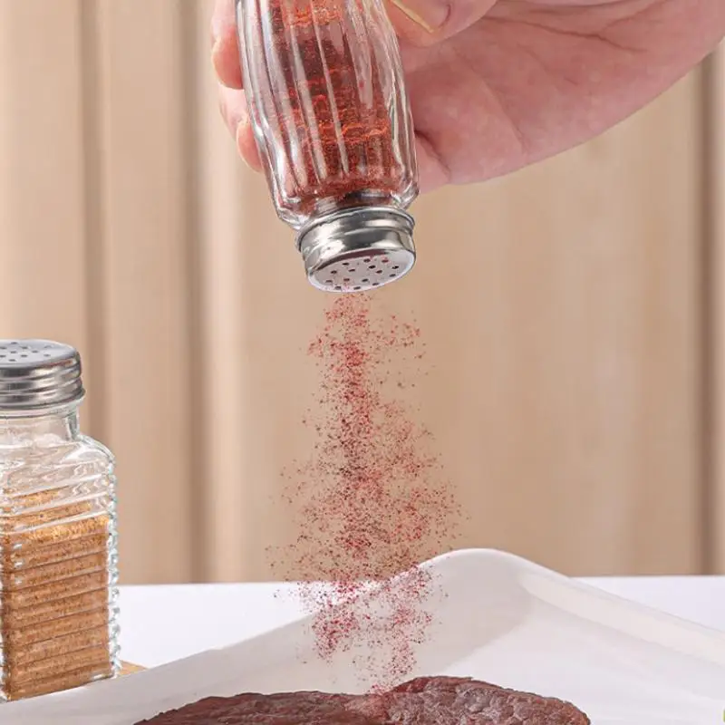 Kitchen Clear Glass Spice Bottle Barbecue Seasoning Bottle With Lid Salt Pepper Shaker Pepper Shaker Mini Seasoning Jar Set