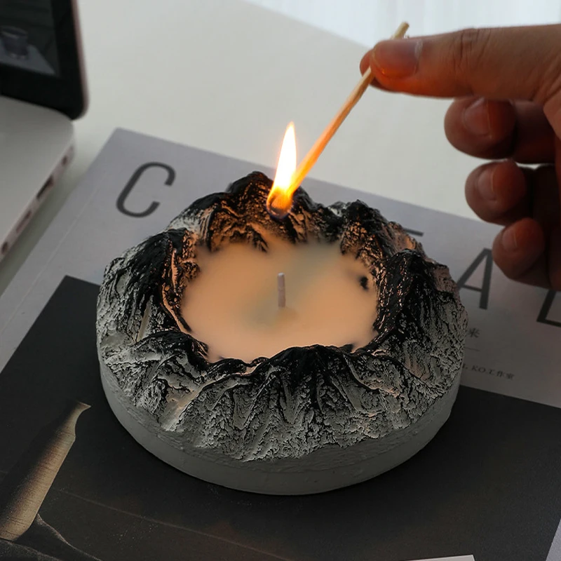 Mountains Candle Storage Silicone Mold Cement Candlestick Vessel Mould Gypsum Cement Concrete Ashtray Epoxy Resin Plaster Mold