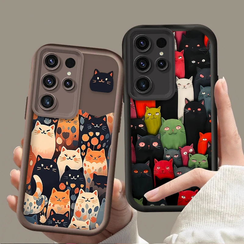 Funny Terror Hell Cat Matte Phone Case for Samsung Galaxy S25 S24 S23 Ultra S22 S21 Plus FE 5G A54 A34 A14 A73 A53 A33 5G Cover