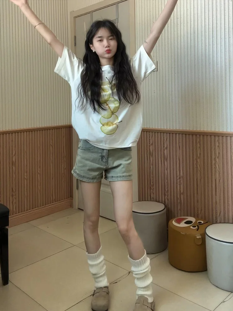 American Sle Hot Girl ort jean taille haute a-ligne minceur jambe large orts femmes été nouveau Faion pantalons décontractés