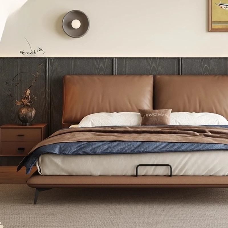 Bed Luxury Leather Headboards Space Saving Sun Simple Bed Modern  Furniture