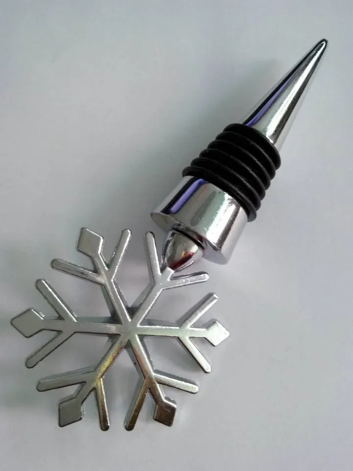 Zinc Alloy Acrylic Wine Cork Snowflake Wine Bottle Stopper For Wedding Favors