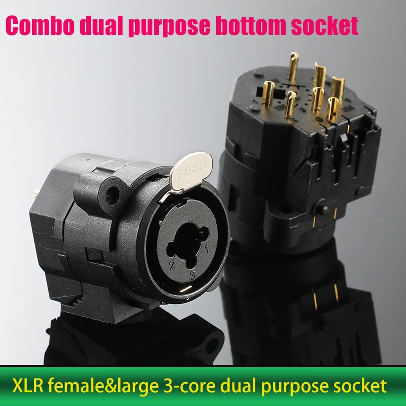 Xlr Female&Large 3-Core Dual Purpose Socket 6.35 Stereo And XLR Female 2-In-1 Socket Balanced Combination Combo Base