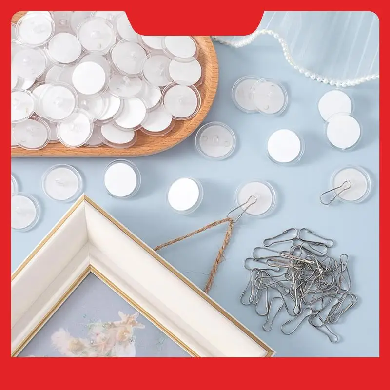 60 Pcs Self Adhesive Ceiling Hooks, Clear Sticky Hooks For Hanging, Removable Sticker Hooks, No Drill Ceiling Hook