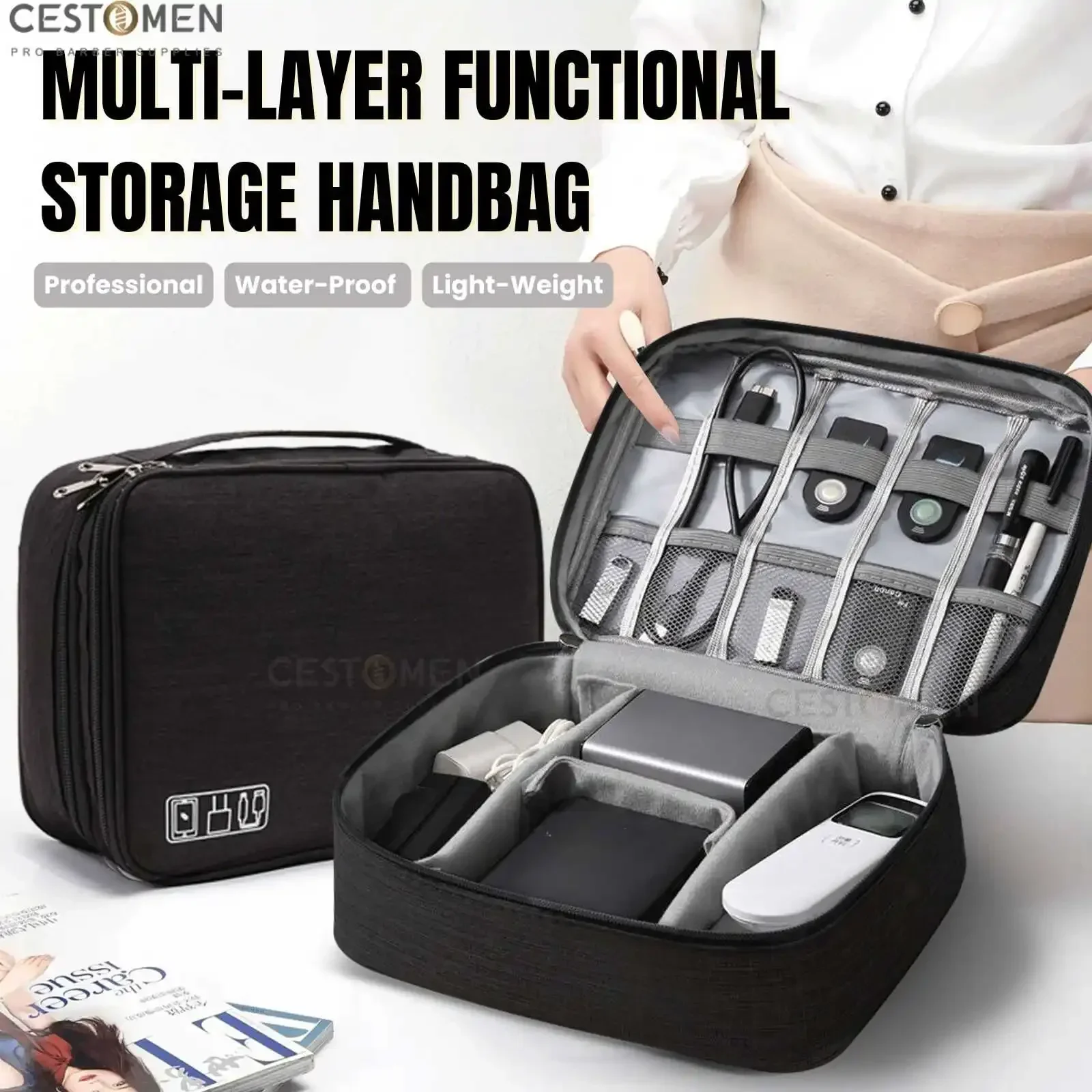 New Barbershop Multi-Layer Functional Storage Handbag Large Capacity Storage Bag For Travel Makeup Tools Barber Accessories