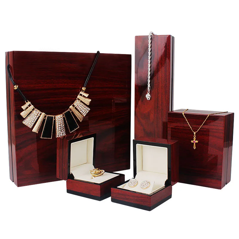 New Arrivals Classic Wooden Wedding Earring Ring Box Small Trinket Jewellery Gift Storage Display Cases