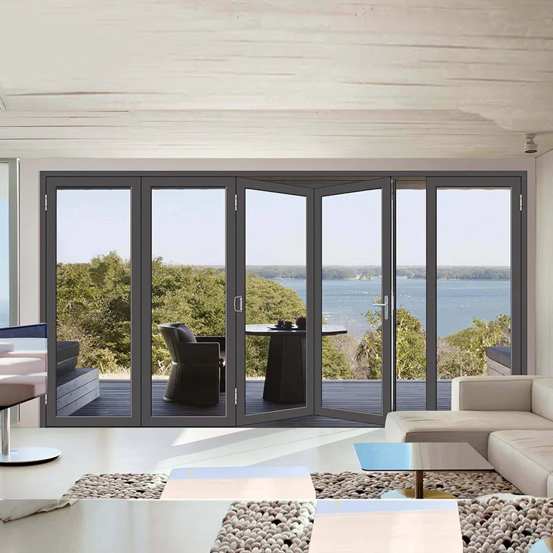 Adjustable Aluminum Folding Doors Glass Sliding Patio Bi Folding Door