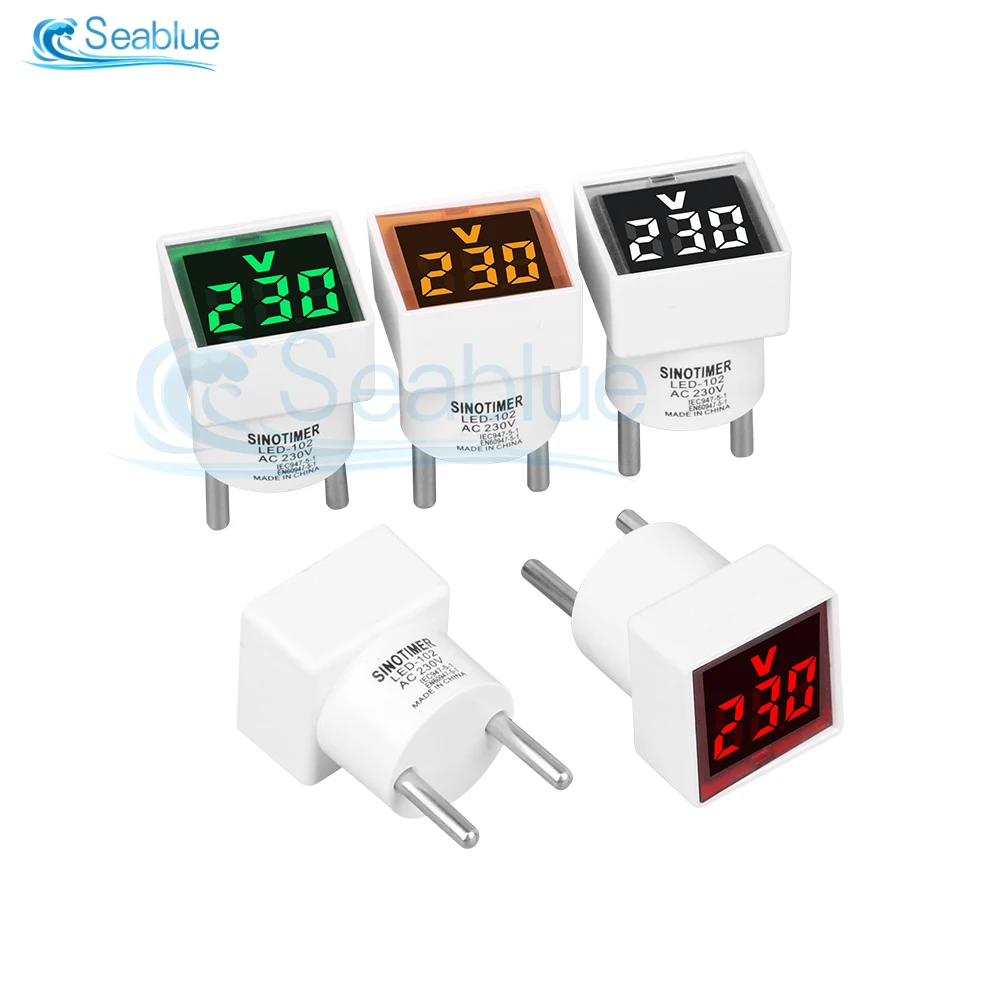 Digital AC Voltmeter Indicator, Digital Voltmeter, No Wiring Required, Euro Plug, Voltage Measurement Range 50 ~ 500V