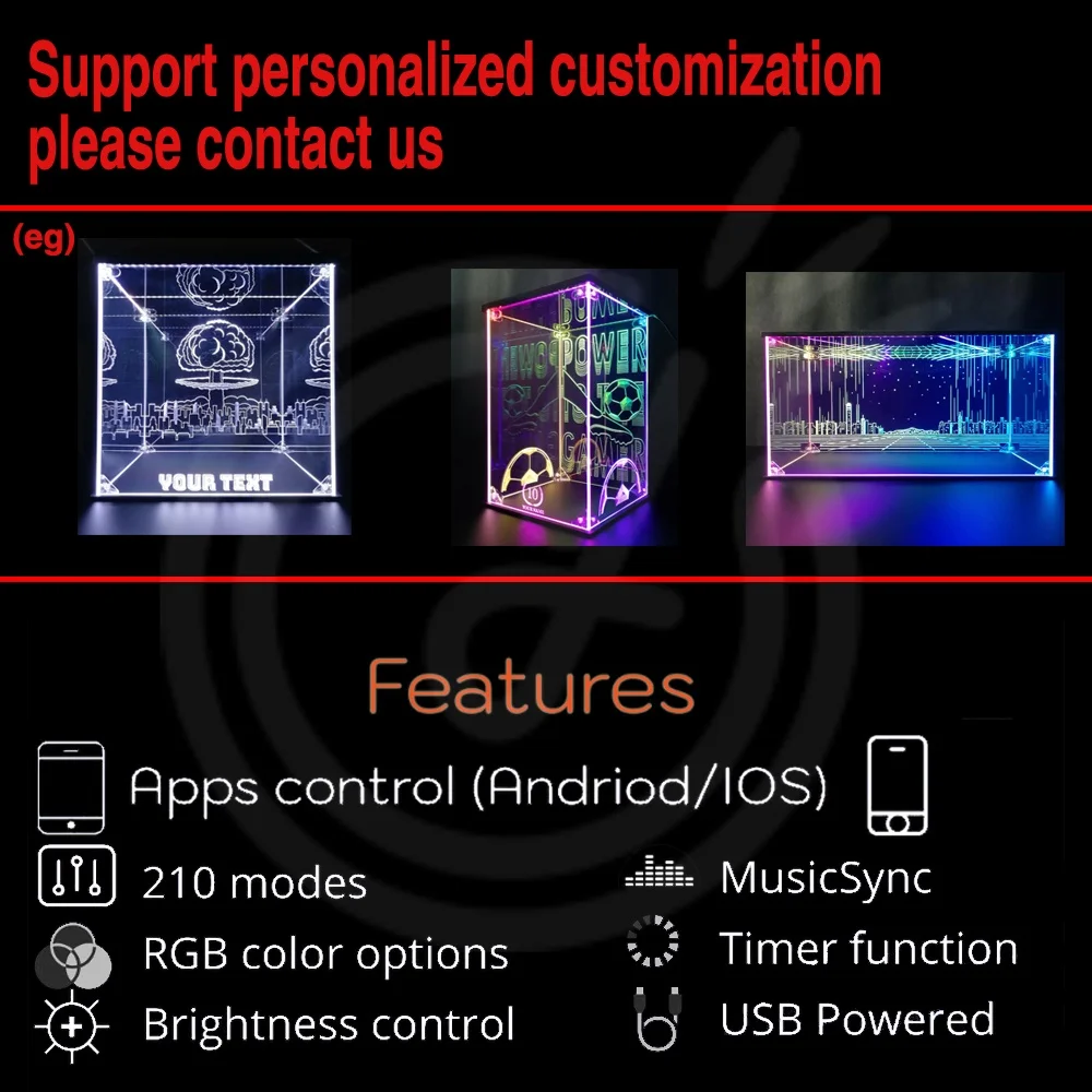 Customized Acrylic Light Box Display Design Personalized Logos Graphics Letters Design Scenario Display Model LED Light Box