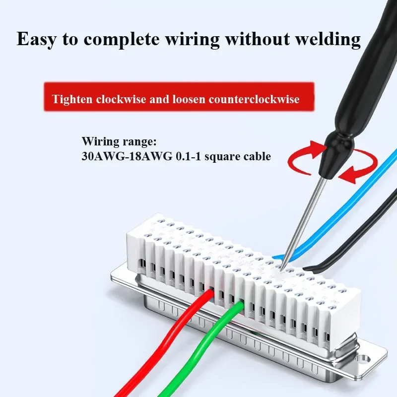 DB 37 Pin Connector Small Volume Solder-free RS232 Wiring Terminal Joint Adapter Industrial Grade DB37 Male Female Connectors