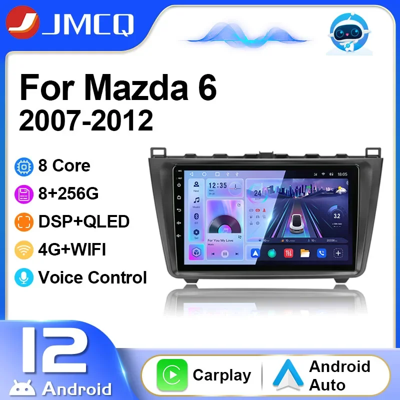 

JMCQ 2Din 9" Car Radio For Mazda 6 Rui wing 2007-2012 Multimedia Video Player Navigation GPS Head Unit Carplay 4G Android 12