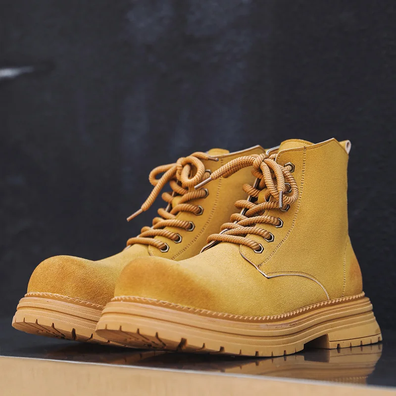 

Мужские модные уличные ботинки пустыни, туфли из коровьей замши на шнуровке, ковбойские осенне-зимние ботинки, винтажные красивые мужские ботинки на платформе