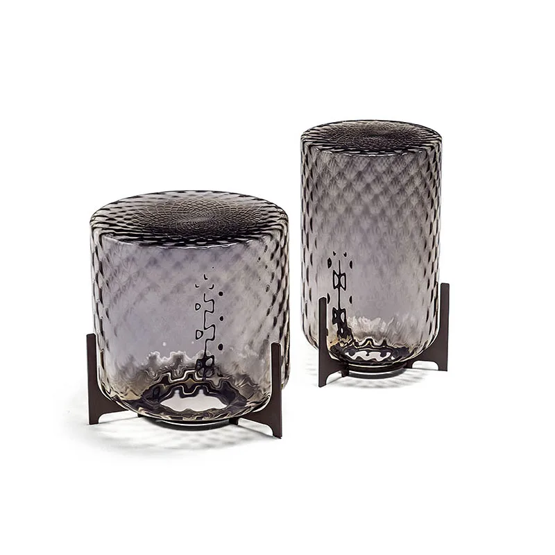 

Creative luxury hand-blown glass coffee table combination height living room side table transparent and simple