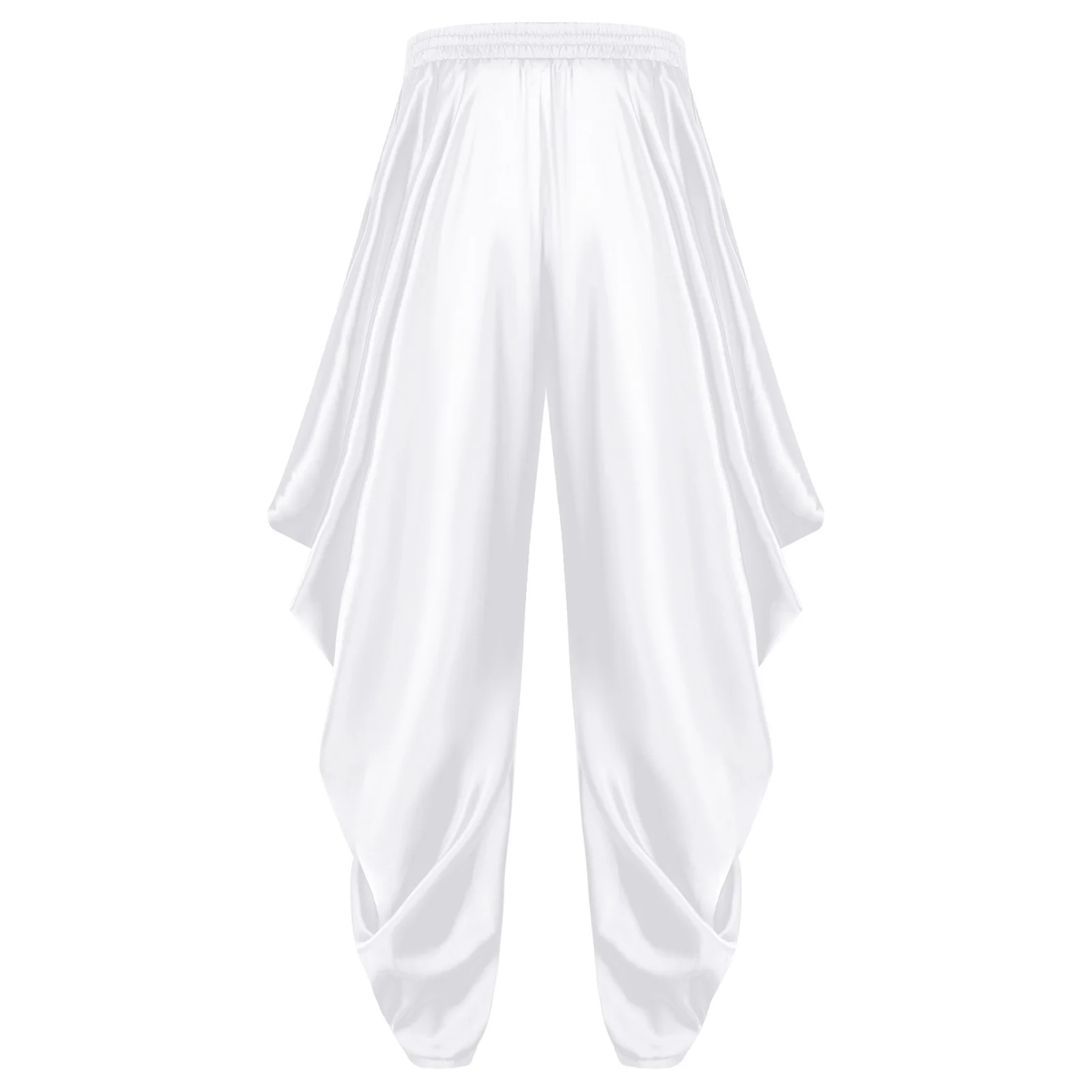 여성 아랍 신화 할로윈 아라비안 코스프레 의상 공주 동화 하렘 바지 신축성 있는 허리밴드 새틴 루즈 팬츠