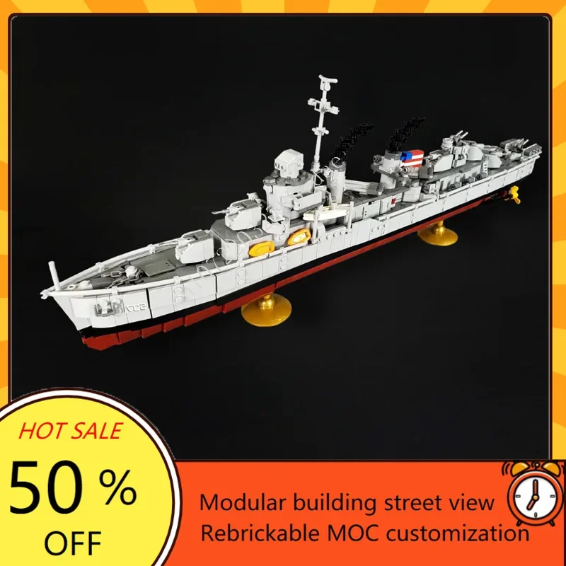 MOC Fletcher-class Destroyer Custom Puzzles Warship Model Technical Set DIY Assembly Creative Kids Puzzle Toy Xmas Gift