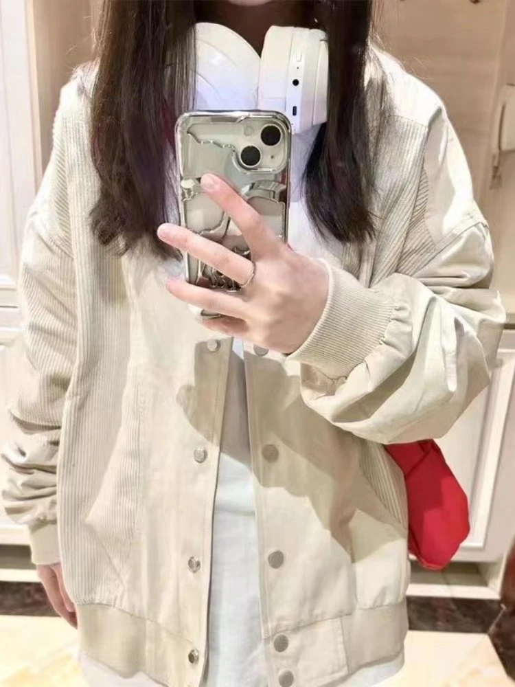 

Patchwork Jackets Women Vintage Streetwear Loose Spring Casual Daily Cool Students Unisex Popular Korean Style All-match New Ins