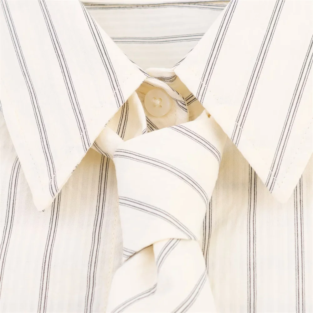 봄과 가을 신상 여성 의류 유럽 및 미국 스타일 패션 심플 타이 루즈 셔츠