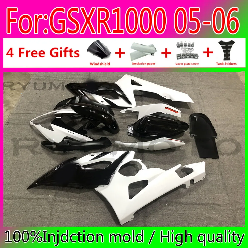 

Motorcycles Bodywork ABS Fairing Kit For Suzuki GSXR1000 2005 2006 K5 GSXR 1000 05 Plastic Fairings black white