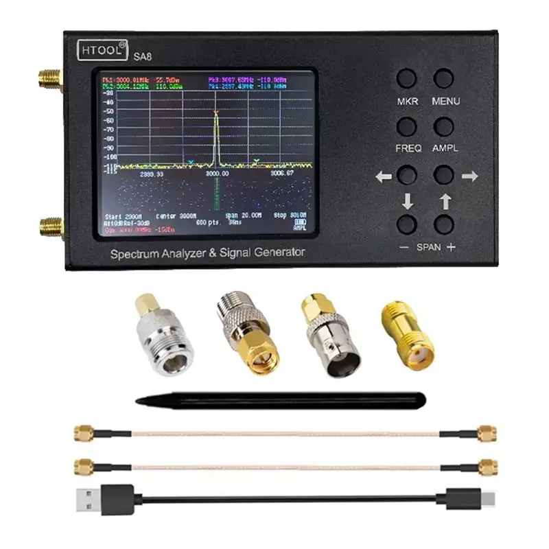 Htool RF Signal Source Generator SA8 Handheld Spectrum Analyzer 35-6200Mhz Wireless Signal Testing Supports Russian-A55K