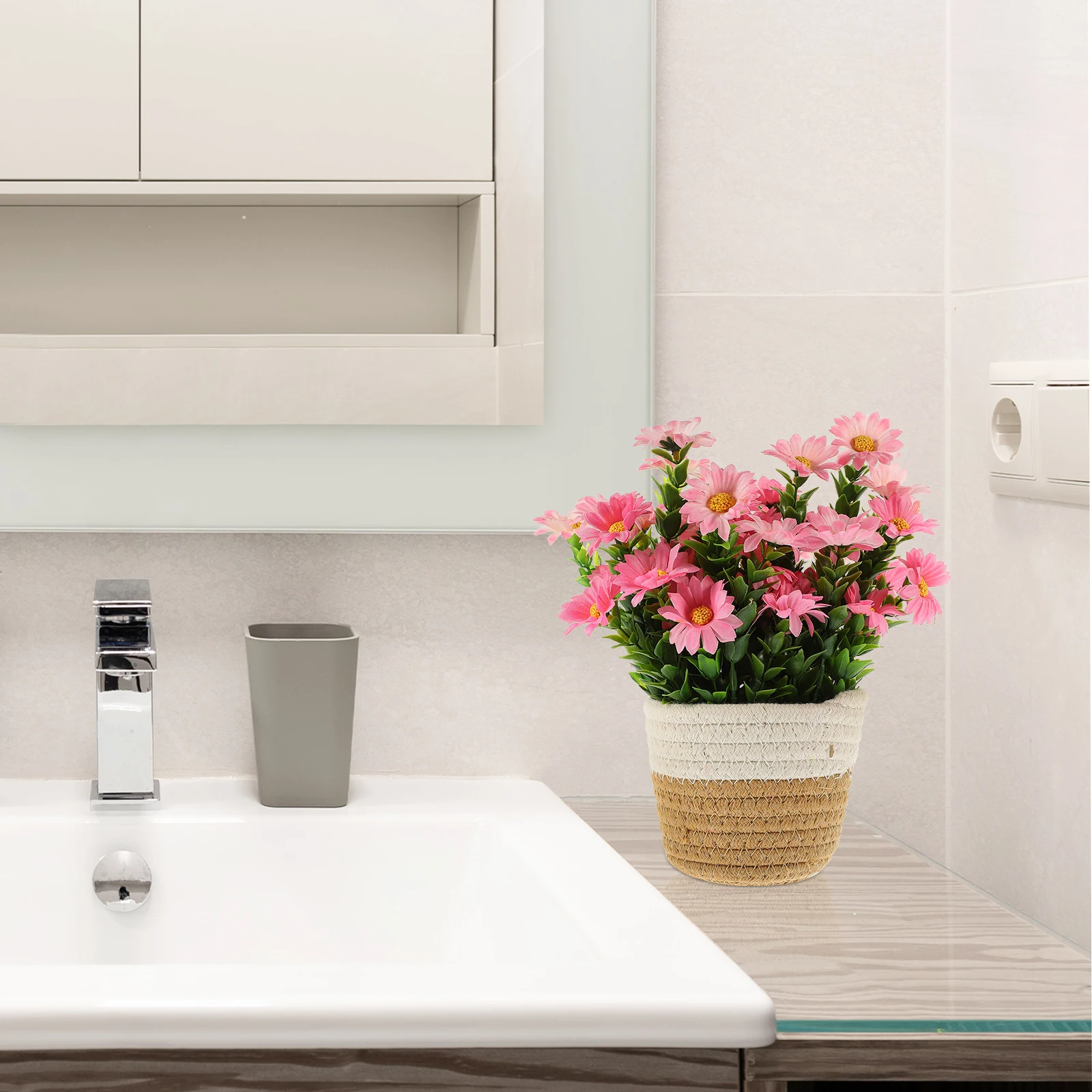 

Realistic Artificial Flower Bonsai Lifelike Fake Potted Plant Rustic Decorative Faux Green Bonsai For Home Office Decor Fake