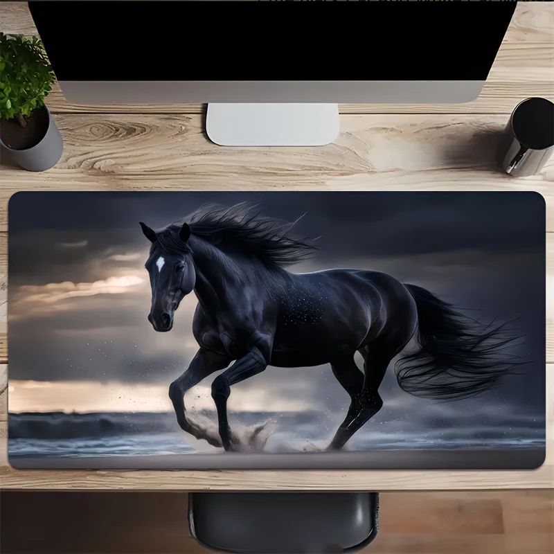

Large black horse game mouse mat ,Computer Office Game Table Mat XXL Rubber Anti-slip Gaming Keyboard Mousepad Long Desk Pads