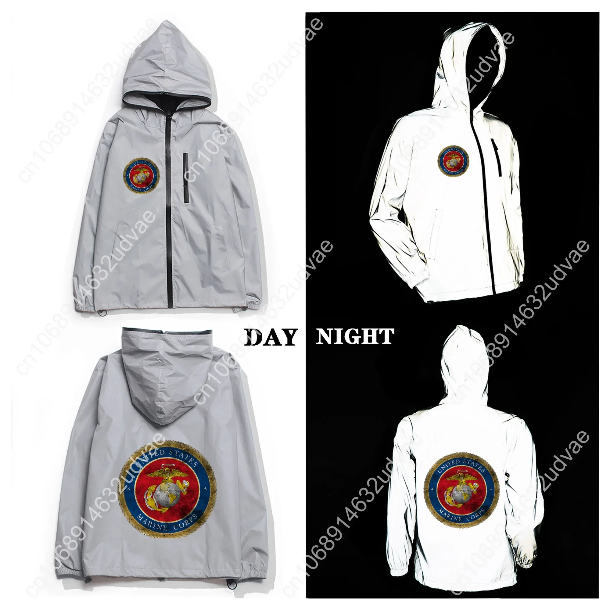 United States Marine Corps Reflective Jacket Mens Womens Coat Hooded Windbreaker Runing Pocket Jackets Zipper Customized Hoodie