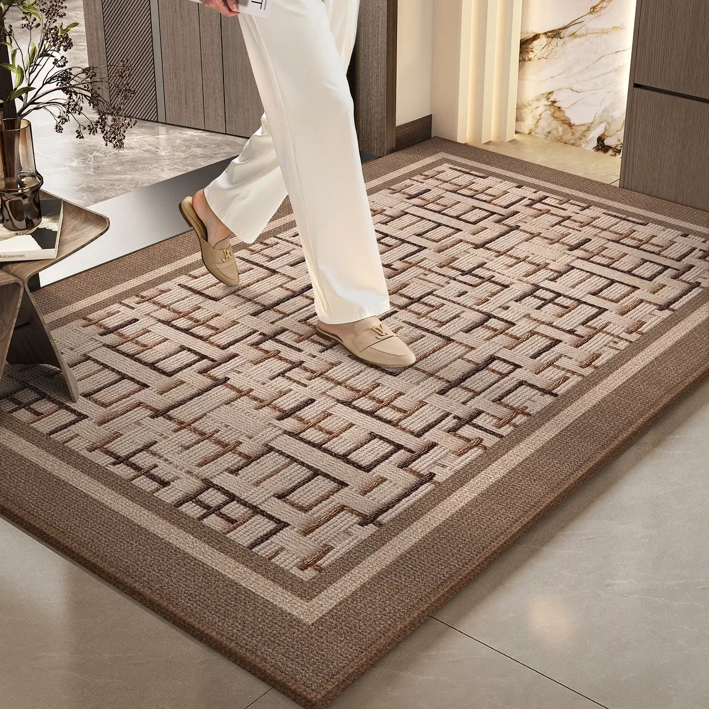 Non Washable Circle Velvet Door Mat TPR Back Non Slip Stain Resistant Entryway Doormat For Home Entrance Hallway Floor Carpet