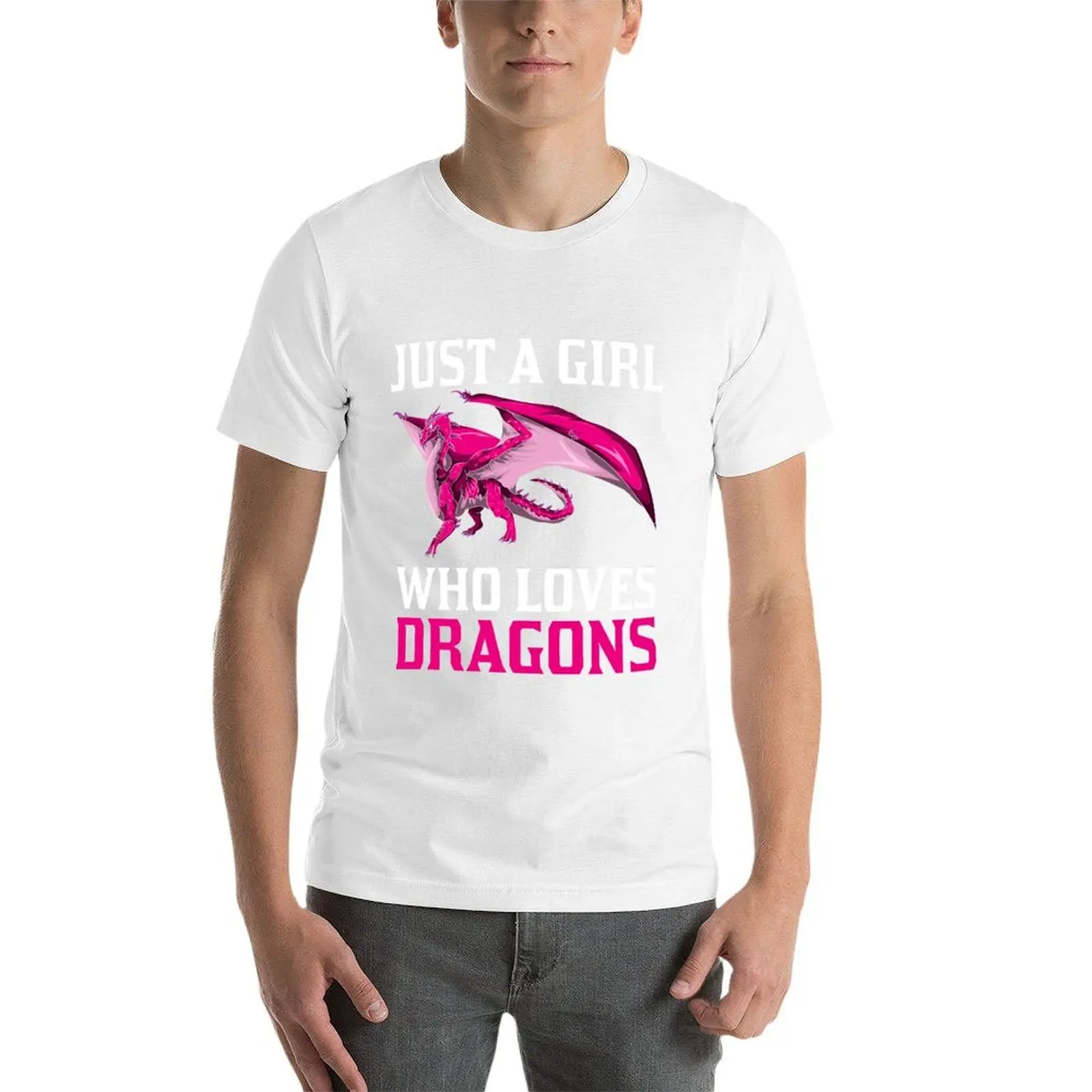 Kaus Just A Girl Who Loves Dragons Kaus Pria Kasual Kaus Katun Pria