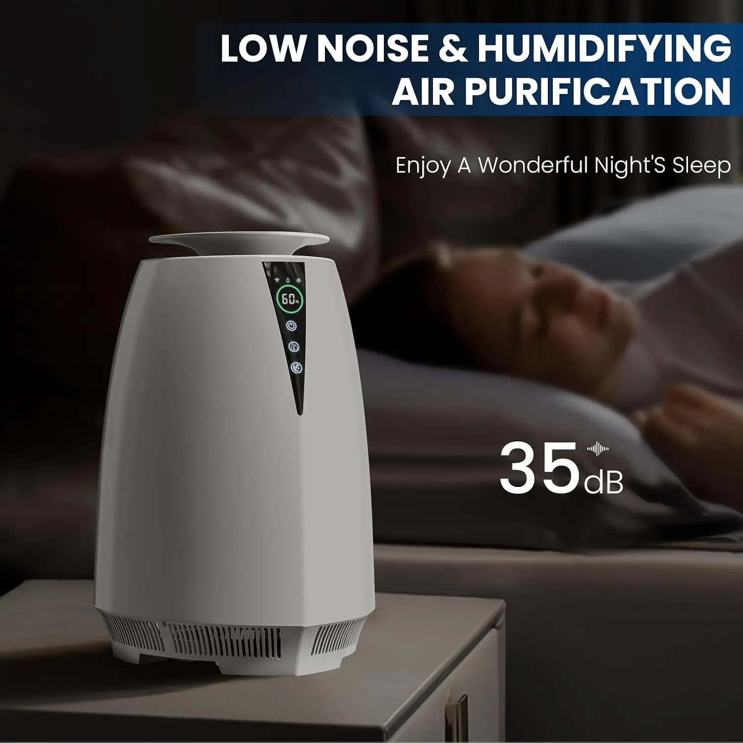 2026 New Upgrade Humidifiers For Bedroom Large Room, 5L No Mist Humidifier For Baby Plants Quiet Top-Fill Air Purifiers Air Clea