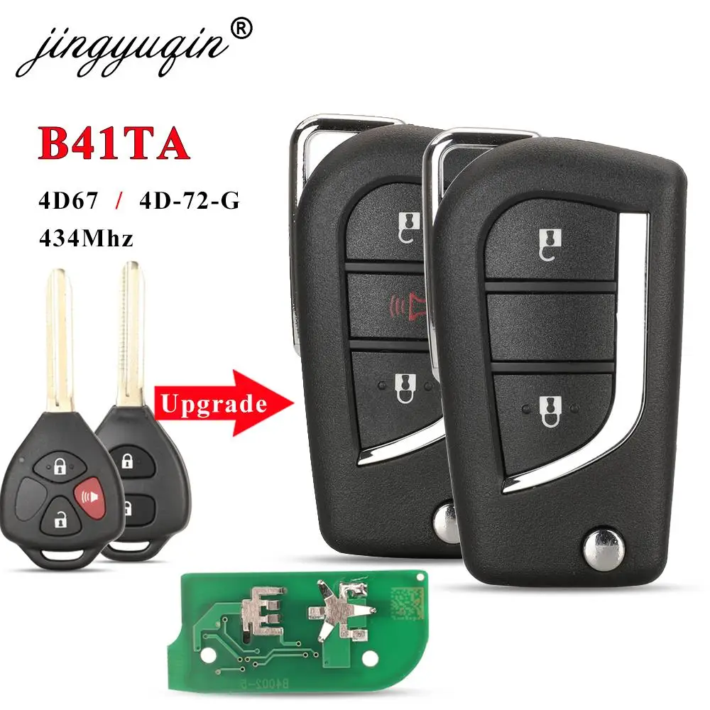 jingyuqin B41TA Modified Flip Remote Car Key Fob 4D67/G Chip 434MHZ For Toyota Hilux Camry Corolla Vios Fortuner Yaris Innova