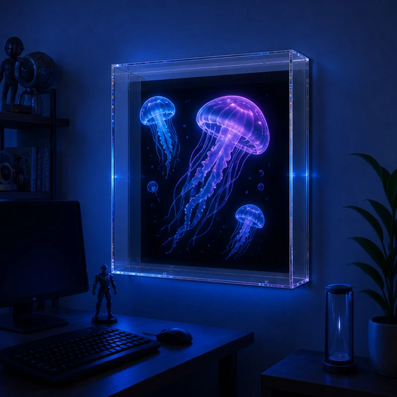 Kép 3: 3D holografikus Drukker Publicitás kijelző lightbox Átlátható szögletes Képkeret Publicitás Cégér ledes ligh Loggia Teendő Cégér számára Bolt
