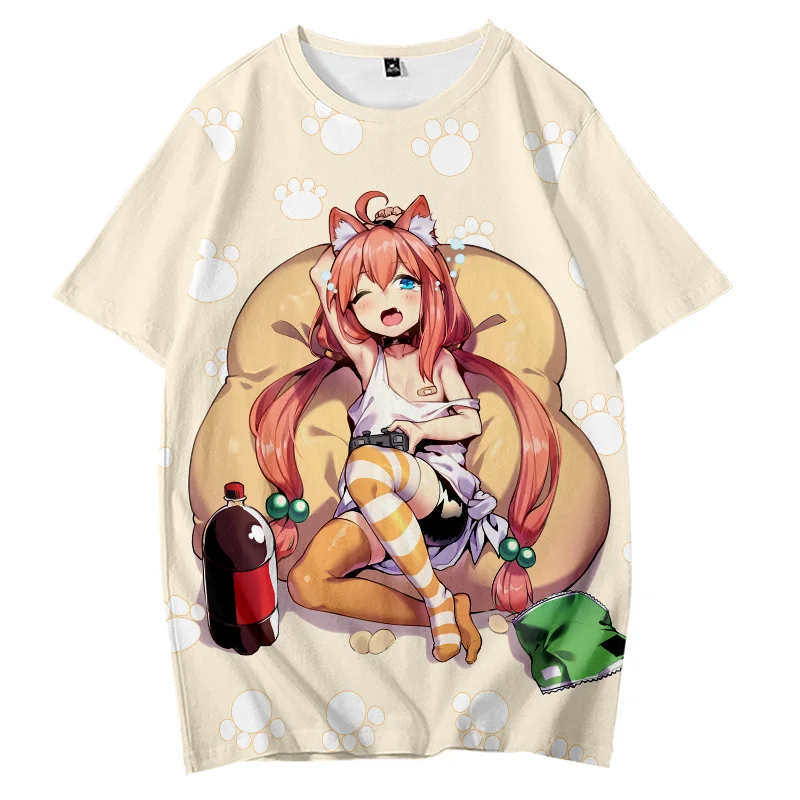 VTuber Nekomiya Hinata Anime Short Sleeve T-Shirt Casual Sweatshirt Adult COS Full Color Plus Size Fashion Clothes