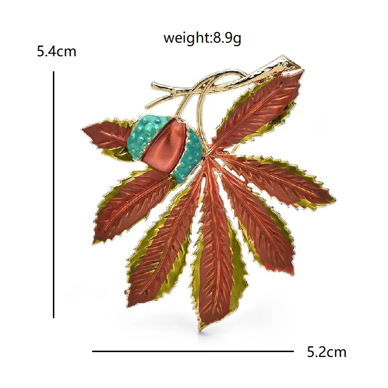 Wuli&baby New Design Fruits Maple Leaves Brooches For Women Unisex Enamel Plants Party Casual Brooch Pins Gifts