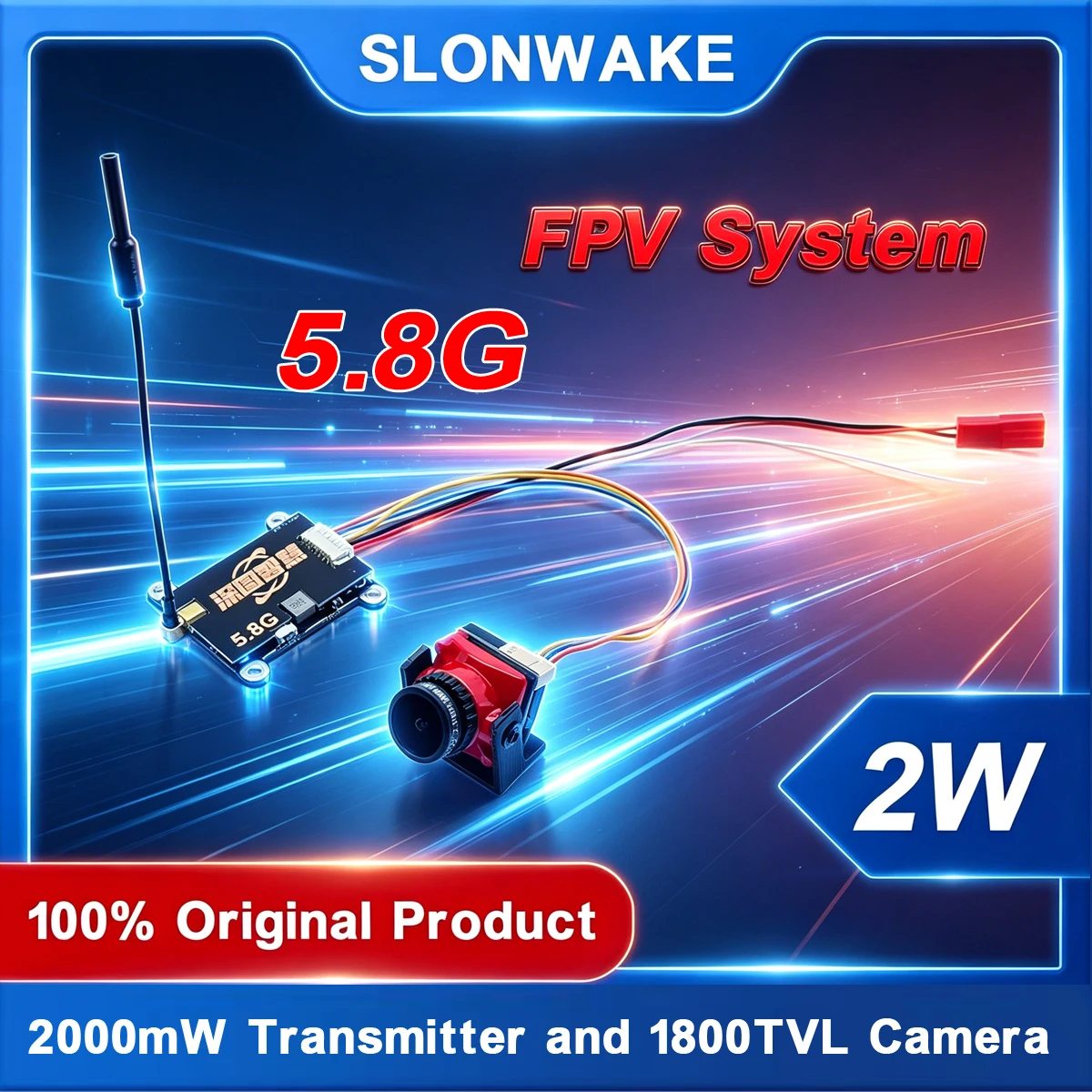 

Видеопередатчик FPV 5.8ГГц 2Вт (2000мВт) с дальним радиусом действия, 48 каналами, аналоговым видео AV, VTX и камерой CMOS 1800TVL с объективом 2.1мм для радиоуправляемых FPV дронов