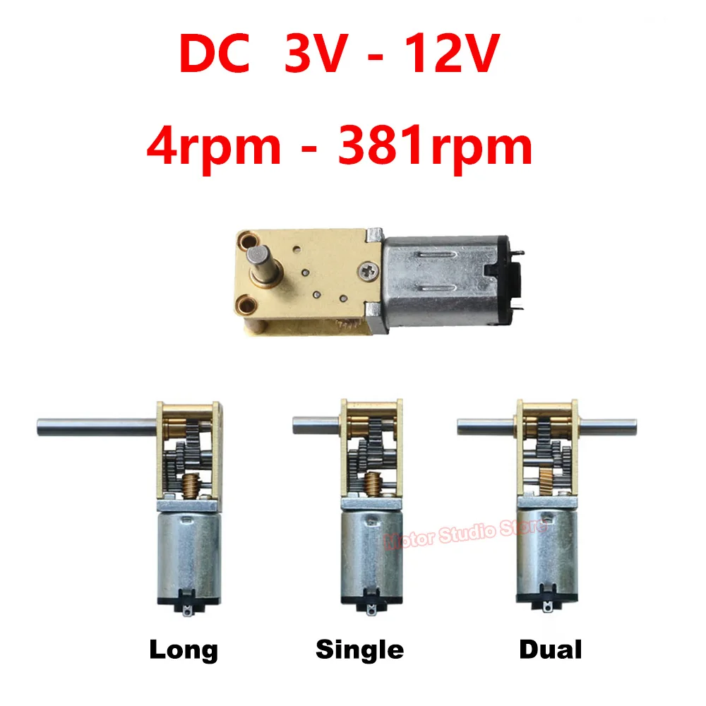 Silnik z przekładnią N20, w całości metalowy, z pojedynczym/podwójnym wałem, DC 3V 6V 12V, 4RPM-381RPM, wolnoobrotowy silnik z przekładnią o wysokim momencie obrotowym, do samodzielnego montażu robota/auta.