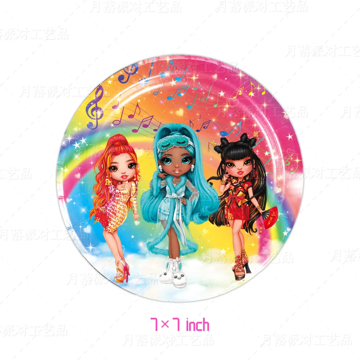 Rainbow Y2K Style Doll Music Theme Happy Birthday Party Decorative Disposable Tableware Napkin Balloon Baby Shower Girl Kid Gift