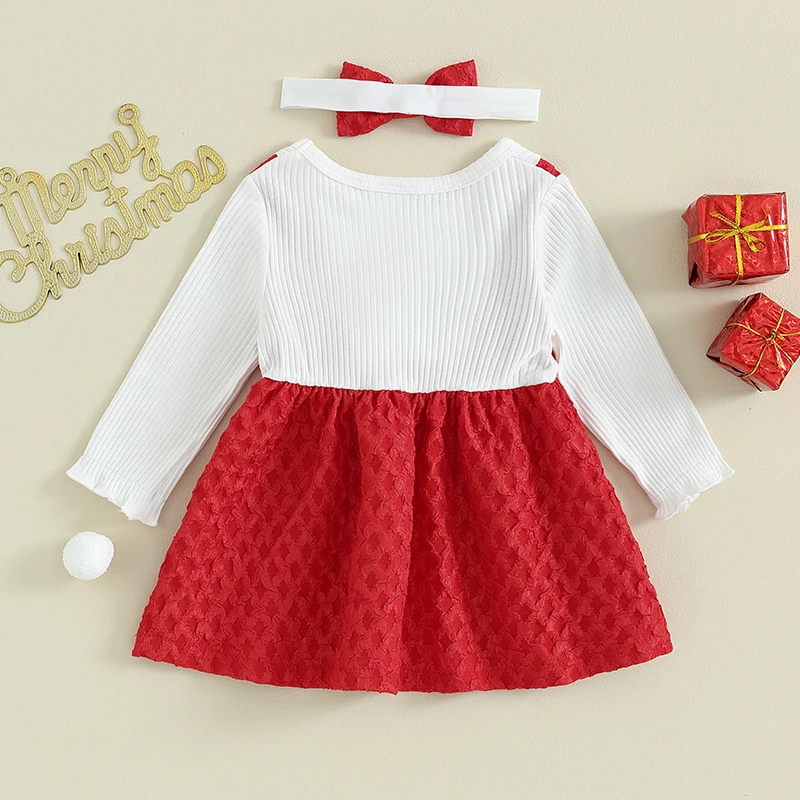 Toddler Girls Floral Print Ruffle Sleeve Dress with Bow Headband Set Spring Summer Fashion Cute Princess Dress for Baby Girls image 4