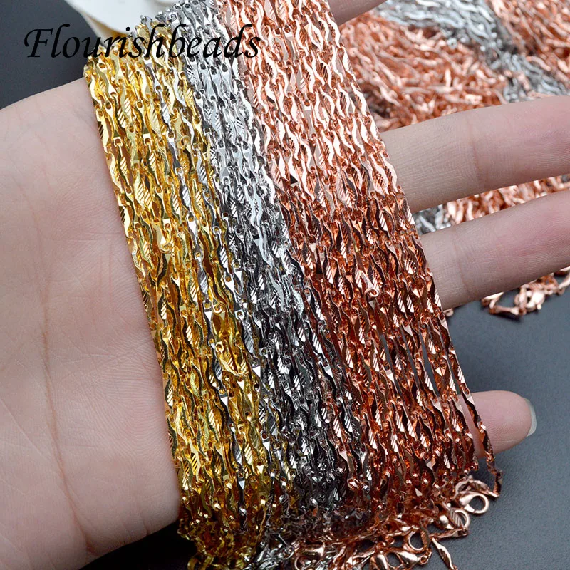 44-45cm Nickel Free Gold Plated Ingot Chain Female Necklace for  Women Fashion Jewelry Making Supplier 30pcs/lot